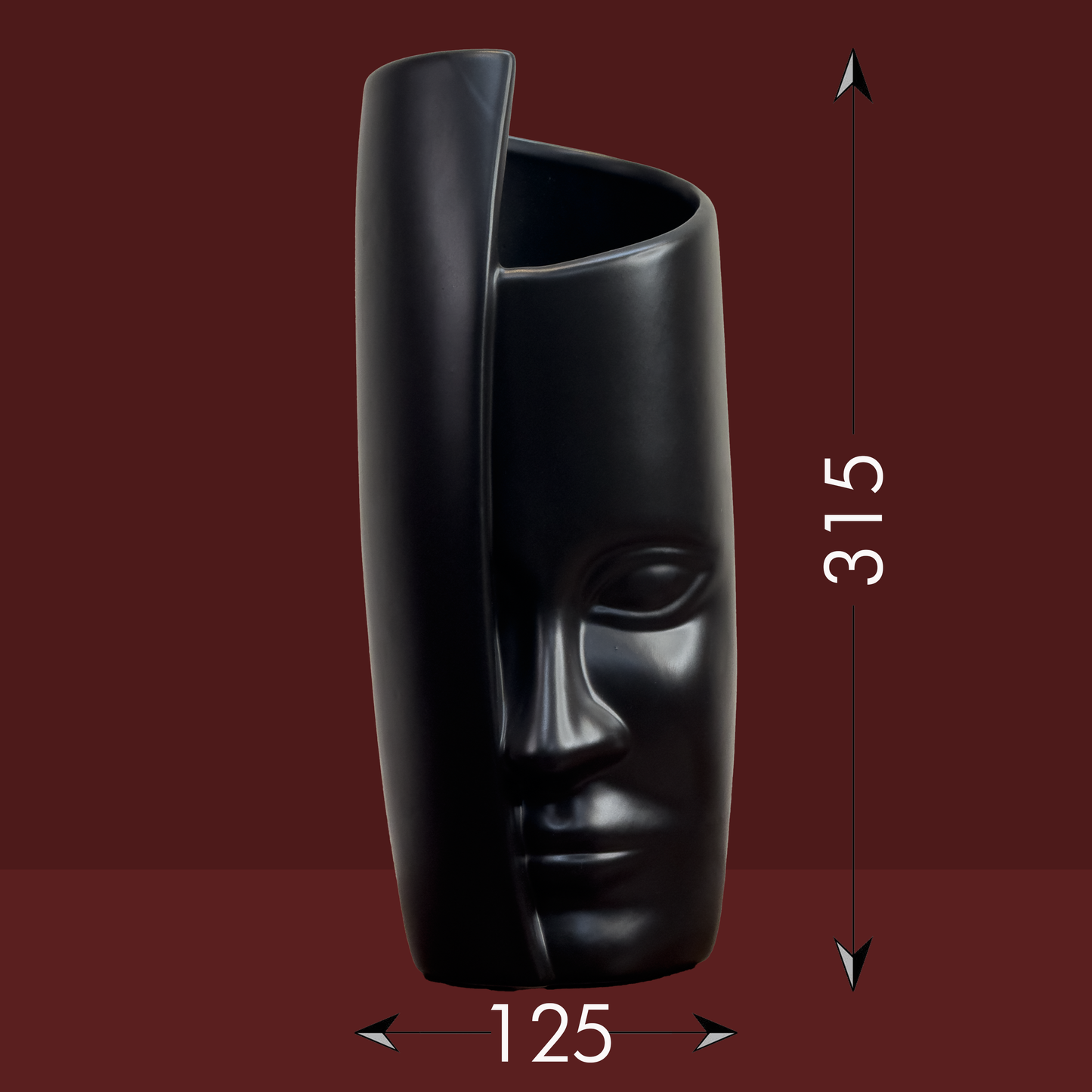 Elysian Face Vase – Black Matte Edition