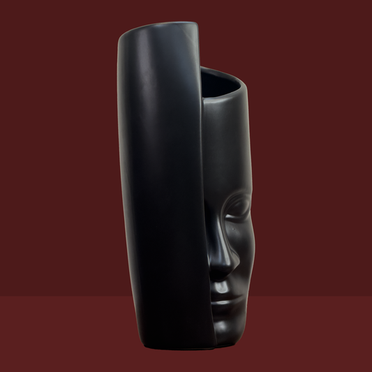 Elysian Face Vase – Black Matte Edition